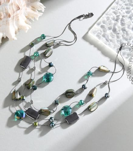 FULU AUTUMN Beaded Statement Necklaces for Women Shell Bead Chunky Collar Necklace Summer Layer boho Costume Jewelry for Her - color: Green
