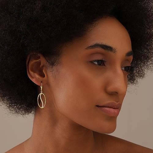 LeCalla 925 Sterling Silver Leverback Drop Earrings | Lightweight Celtic-Knot Filigree Heart Teardrop Dangle Earring for Women's Gift for Her - color: CZ Oval Shape