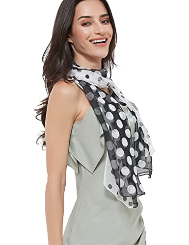 PANTONIGHT Long Chiffon Fashion Scarf Lightweight Chiffon Sheer for women - color: Black/White 720