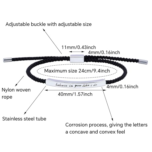 LINY Inspirational Gifts for Women Men, Dont Let The Hard Days Win Gifts, Motivational Inspirational Tube Bracelets Friendship Birthday Meaningful Gift for Friends Female - color: Believe in you like i do Black+Sliver