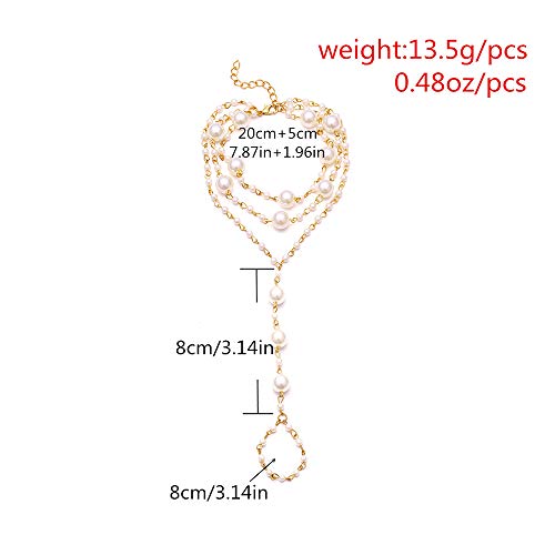 Aimimier Bohemian Anklet with Toe Ring Beach Wedding Beaded Barefoot Sandals Boho Ankle Bracelet for Women