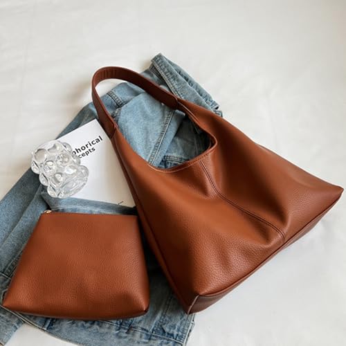 Straw Hobo Bag for Women 2026 Boho Woven Beach Purse Large Summer Straw Tote with Lining Black Raffia Shoulder Bag | straw material - color: Pu-hobo Brown