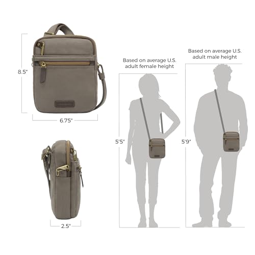 Travelon Anti-theft Courier Small N/S Slim - color: Stone Gray