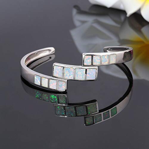 CiNily Womens Cuff Bracelet,Opal Bangle Bracelets Gold Plated Hypoallergenic Ladies Gemstone Open Cuff Bangle Bracelet - color: cuff bracelet-white