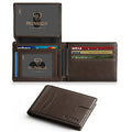 RUNBOX Wallet for Men -Slim Rfid Leather Mens Bifold Novelty Wallets 2 ID Window With Gift Box Men's Accessories | Slim - color: Classic Coffee-15 slots