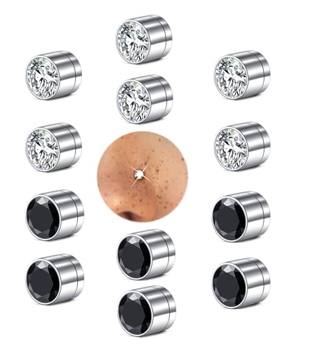 MODRSA Fake Nose Stud Fake Nose Ring Stud Fake Nose Piercing Fake Lip Ring Fake Earrings Stud Silver Gold Fake Cartilage Helix Earring Clip on Earring Hoop Fake Eyebrow Ring Fake Bridge Piercing - color: B5-fake stud - silver black