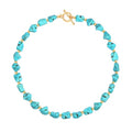 Aobei Pearl Gemstone Beaded Choker Necklace for Women Boho Turquoise/Cultured Freshwater Pearls/Garnet/Amazonite Jewelry - color: Q Green-blue Irregular Turquoise