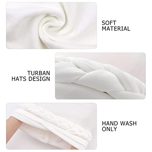 African Women Turban Caps Beanie Pre-Tied Twisted Braids Headwraps for Women Head Scarf Chemo Cancer Headwear Cap - color: 3 Pack Twisted Braid: White/Dark Grey/Dark Brown