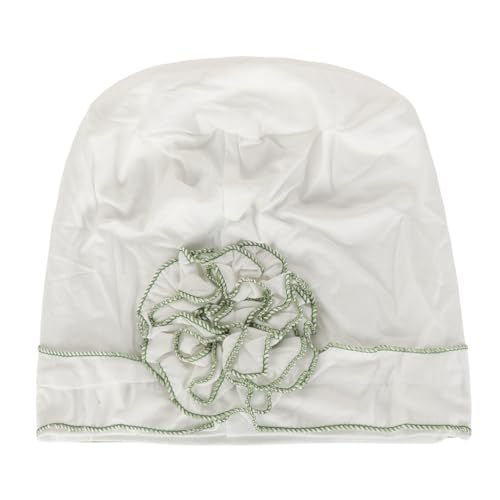 Headwrap Turbans for Women - Twist Soft Floral Solid Caps Pre Tied Chemo Beanies Headwear Hat for Cancer - color: White Green