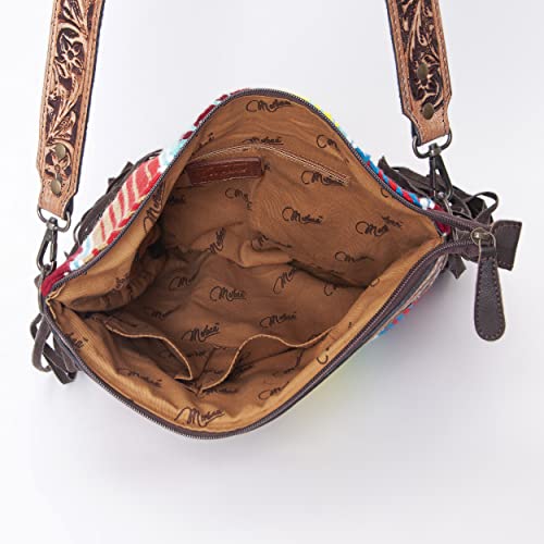 Merbaa Women Handtooled woolen saddle blanket hand woven Crossbody Bag - color: Multicolor