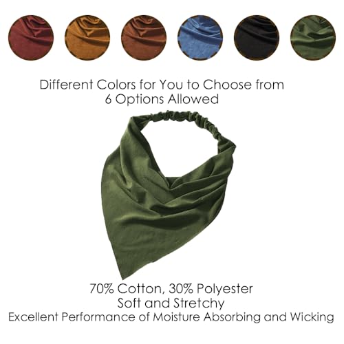 Vercret 6 Pack Hair Scarf Headband for Women Elastic Bandana Head Scarf Large Boho Triangle Kerchief with Clips Non Slip Scarves - color: Q Dark Colors