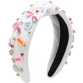WantGor Pearl Knotted Headband, Women Rhinestone Embellished Hairband Elegant Wide Top Knot Bride Headbands Headpieces Party Fashion Elegant Ladies Hair Band Hair Hoop Accessories (Valentine White) - color: Valentine White