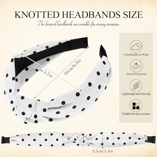 obeoby Polka Dot Headband for Women Girls,Non-Slip Y2K Style Knot Hair Band for Retro Parties, School or Beach, Holds Hair Neatly in Place Daily at Home - color: Polka dots