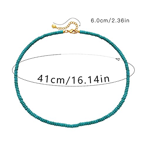 Beaded Choker Necklaces for Women 18k Gold Plated Dainty Gold Choker Necklaces for Women - style: turquoise beaded