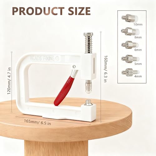 Pearl Setting Machine Hand Press Tools 2 Boxes White No Holes Pearl Beads with Rivet Studs Screw Heads L Hexagon Wrench for Decorating Clothes Hat Trousers Dresses Bag Hair Band DIY Crafts (White) - color: White