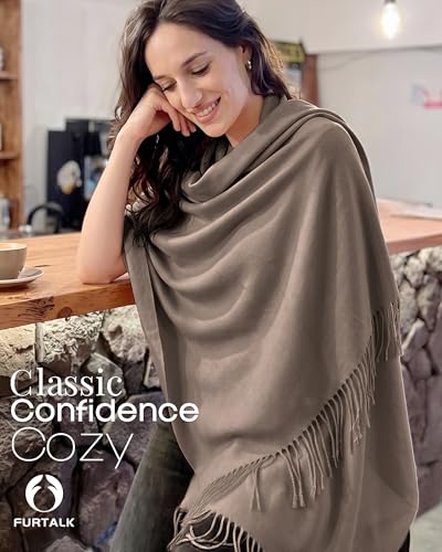 FURTALK Pashmina Shawl Wraps for Women Evening Dresses Blanket Scarves Fashion Scarf Wedding Gifts - color: Shrimp