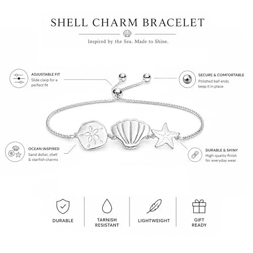 LeCalla 925 Sterling Silver Bracelets for Women | Italian Handmade Adjustable Sliding Bolo Bracelet Jewelry | Lightweight Adjustable Silver Chain Bracelet for Women | Hypoallergenic Jewelry Gifts - style: Sea Life