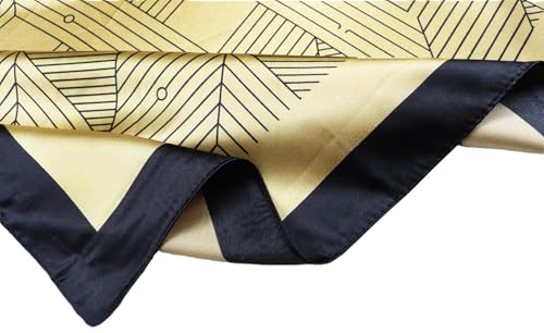 vabovin Satin Head Scarf for Women Silk Like Hair Scarf, 35 x 35 in | Silk Feel Fabric, Hair Wrap for Sleeping, Headscarf and Neck Scarf, Square Bandana Style, Fashion Accessory - color: 118 Yellow Line Pattern