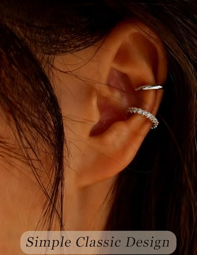 16Pcs Ear Cuff Earrings for Women Non Piercing Gold Silver Plated Ear Cuffs Non Pierced Clip on Cartilage Earring CZ Heart Flower Ears Wrap Fake Earrings Jewelry Set Lightweight Adjustable - color: Silver