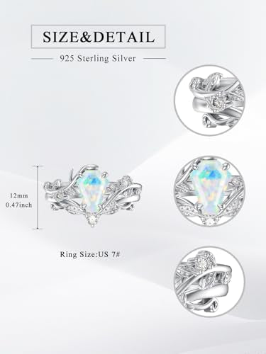 Natural Moss Agate Ring for Women 925 Sterling Silver Pear/Oval/Kite/Heart/Hexagon/Emerald/Coffin Cut Green Leaf Moss Agate Engagement Ring Promise Bridal Set Anniversary Birthday Jewelry Gifts - color: Coffin Cut Opal