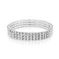 Zealmer Sparkle Multicolor Rhinestone Stackable Stretch Bracelets for Women - color: 3 Row Silver Bracelet