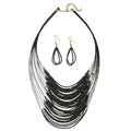 Bohemian Colorful Beaded Earrings Necklace Geometric Teardrop Dangle Earrings Multi-layered Stackable Choker Necklaces Boho Seed Bead Chain Statement Beach Party Accessories - color: Black A