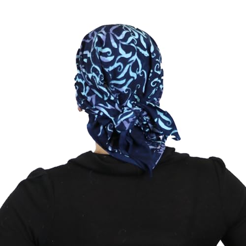 Hats Scarves & More Chemo Scarf Head Scarves for Women Cancer Headwear Headscarf Head Coverings 28 Inch Square Batik - color: Calypso Blues