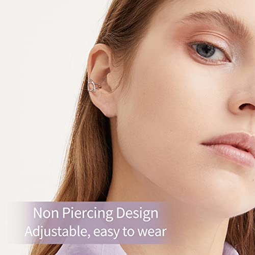 ChicSilver 925 Sterling Silver Ear Cuffs Non-Piercing Cartilage Earrings: Various Styles, Conch Cuffs (with Gift Box) - style: K: Star Cuff