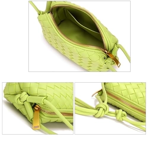 ZEDIUH Woven Bag for Women Crossbody Shoulderbag, Small Vegan Leather Purse - color: Light Green