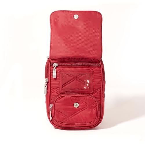 Baggallini Journey Crossbody Bags for Women 9x6 Small Lightweight Travel Handbag W/RFID - color: Ruby Red Quilt