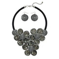 Statement Chunky Flower African Necklace For Women Tribal Fashion Costume Jewelry Earring Sets Unique Big Colorful Rhinestone Crystal Pendent Collar Choker Bib Handmade - color: three flowers black
