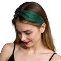 ZLYC Mulberry Silk Headband Elastic Twist Knotted Head Bands for Women's Hair, Polka Dots and Dark Green - color: Polka Dots and Dark Green