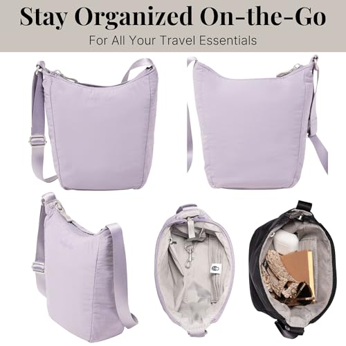 Baggallini Swift Mini Crossbody Bag for Women - 4.5x7 Small Travel Purse with Crossbody Strap and RFID - color: B-lite Lilac