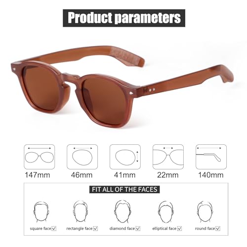 SORVINO Retro Round Sunglasses for Men Women Vintage Unisex Stylish Small Circle Tinted Sun Glasses 46mm - color: Brown