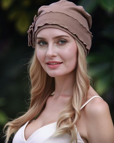 osvyo Chemo Headwear Turban Cap for Women - Cancer Beanie Hair Loss Sealed Packaging - color: Cotton Deep Apricot