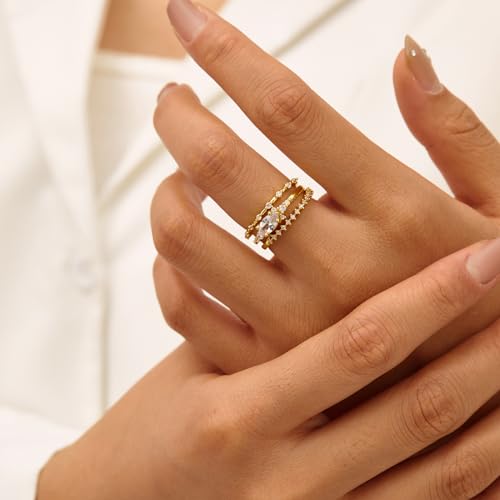 Otxas Dainty Rings for Womem Stackable Ring for Women Size 6-11 Wedding Rings - color: 3PCS, size: 8