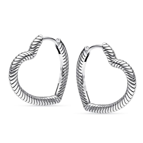 LeCalla 925 Sterling Silver Heart Hoop Earrings for Women | Love Theme Heart Shaped Hoop Earring | Womens Italian Love Heart Earrings Hoops - color: Antique Huggie Heart