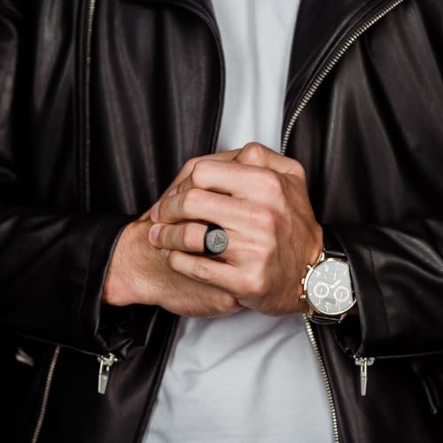King Will Men's Tungsten Signet Rings Thumb Pinky Biker Band Ring For Men High Polished Plain Wedding Statement Ring Comfort Fit Size 7-12 - color: Runes-Black