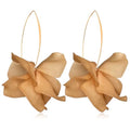 Exaggerated Bohemian Resin Rose Flower Petal Dangle Drop Earrings Long Acrylic Tiered Floral Tassel Earring for Women - color: Brown