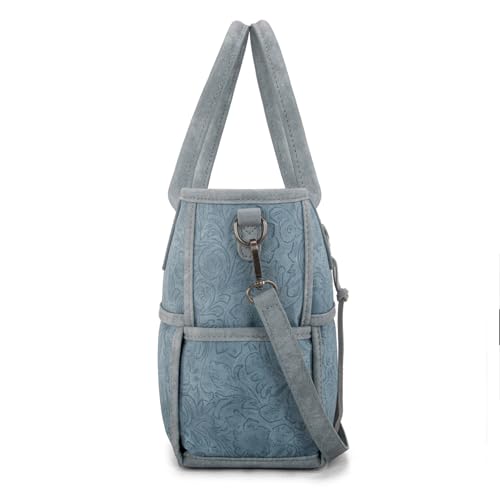 Montana West Wrangler Woven Tote Bag for Women Western Floral Tooled Purses and Handbags - color: Floral Tooled Jean