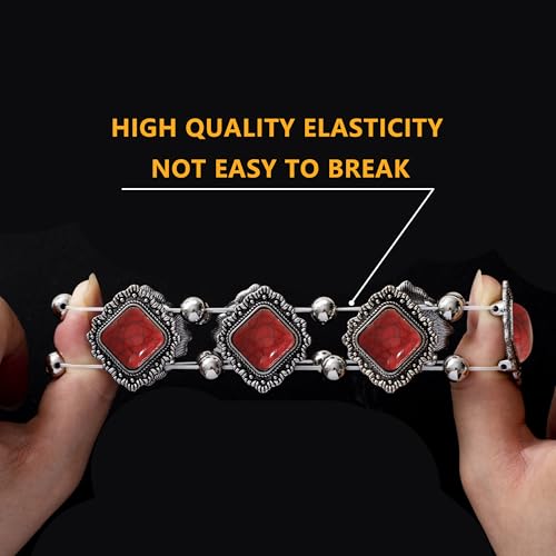 Turquoise Beaded Stretch Bracelets Bohemian Stackable Bracelets Y2K Summer Beach Bracelets Jewelry for Women - color: Red