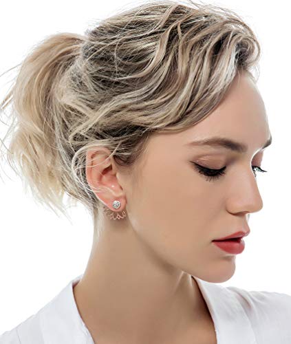 Tornito 6-12 Pairs Lotus Flower Earring Studs Chic CZ Earrings Jackets For Women Silver Rose Gold Tone - color: D:6 Pcs, Rose Gold Tone