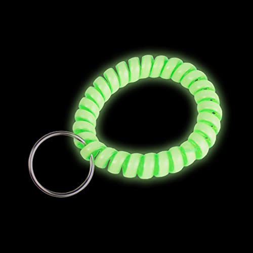 Lucky Line 2” Diameter Spiral Wrist Coil with Steel Key Ring, Flexible Wrist Band Key Chain Bracelet, Stretches to 12”, Glow-in-the-Dark, 1 Pack (410161) - color: Glow-in-the-dark, size: 1 Pack