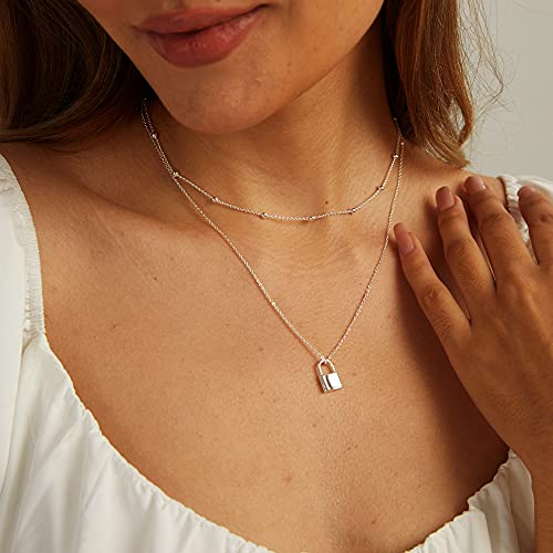 CHESKY 14k Gold Plated/Silver Plated Dainty Necklace for Women, Trendy Satellite Choker Necklace Thin Beaded Layered Choker Necklaces Discs Paperclip Chain Necklaces Womens Simple Jewelry - style: Beaded-Silver