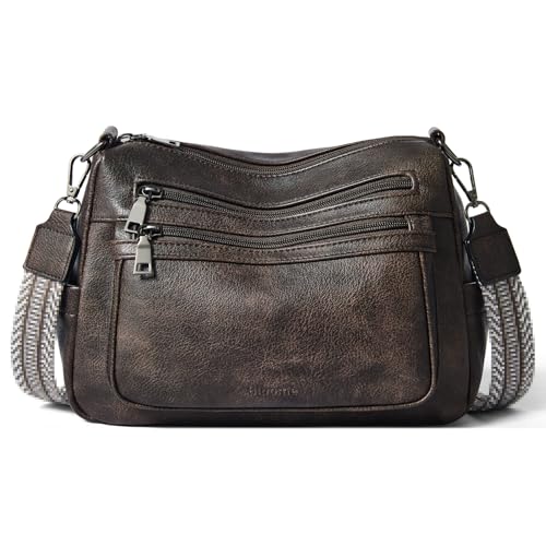 Bluome Crossbody Purses for Women, Medium Large Faux Leather Crossbody Bags Lightweight Sling Bag Shoulder Handbags - color: Coffee, size: Medium 7L