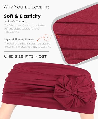 Chemo Headwear for Women Cancer Patients Lightweight Head Coverings for Hair Loss Seasonal - color: Burgundy