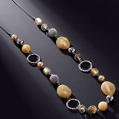 PEARL&CLUB Long Beaded Necklaces For Women - Sweater Chain Fashion Jewelry Necklace Gifts For Women - color: 23-Beige