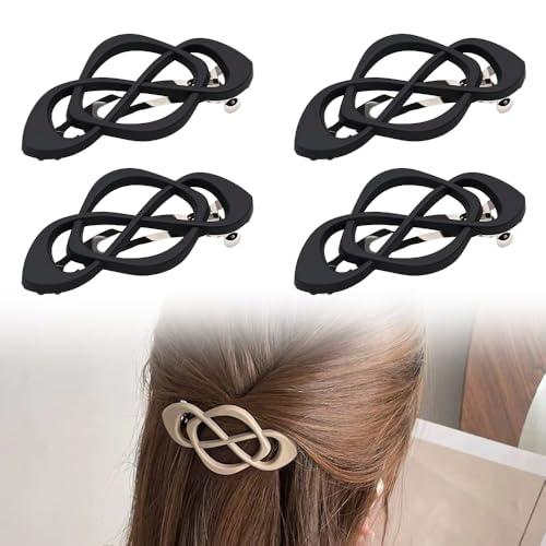 Vintage French Barrette Clips, 2025 New 4 Pack Hair Accessories for Women & Girls, Thick to Thin Hair (B) - color: B
