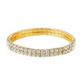 Zealmer Sparkle Multicolor Rhinestone Stackable Stretch Bracelets for Women - color: 2 Row Gold Bracelet