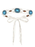 TeeYee Women's Waist Belt Adjustable Boho Style Handwoven Bohemia Tassel Rope Tie with Wooden Beads Braided Chain for Dress - color: Bw0272white